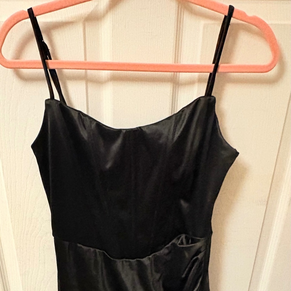 Satin Corset Slit Maxi Dress
